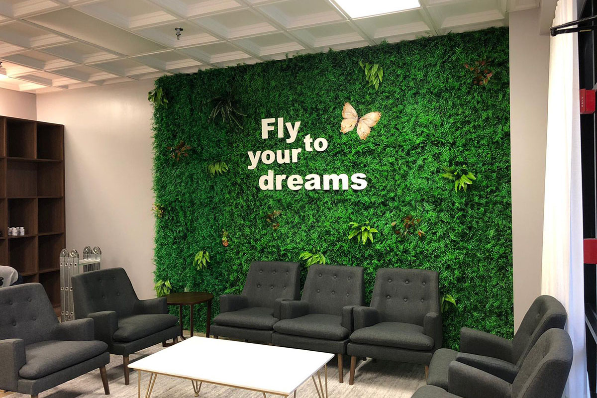 Green Wall + 3D Sign